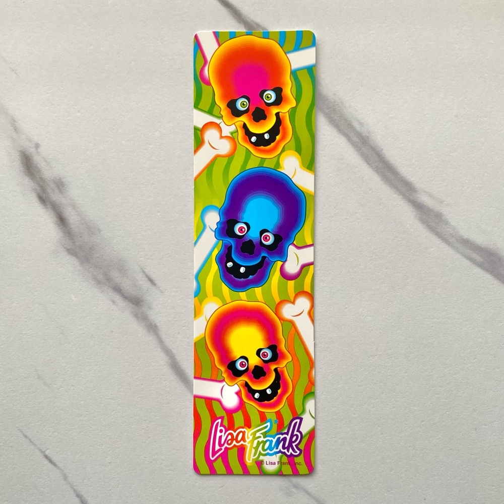 VTG Lisa Frank Halloween skulls and bones bookmark